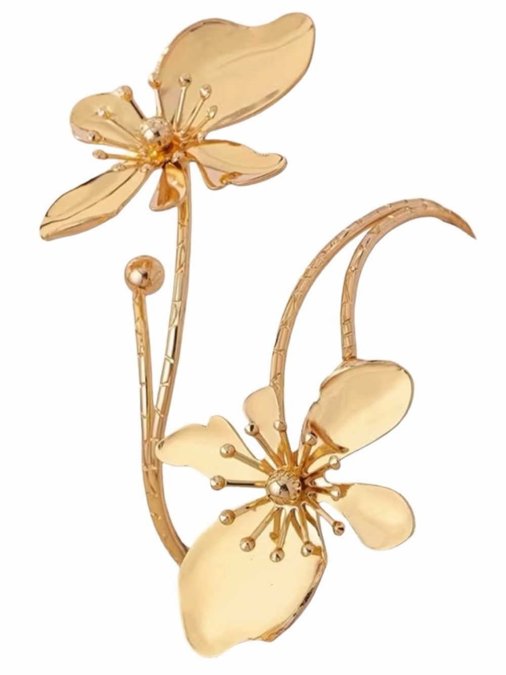 Bracelet Arm Cuff OS Flowers Gold-Toned Adjustable